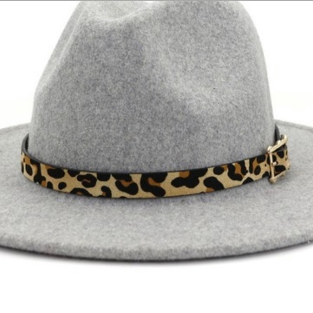 NWT FEDORA PANAMA HAT WITH LEOPARD (removable) BAND - Picture 3 of 5